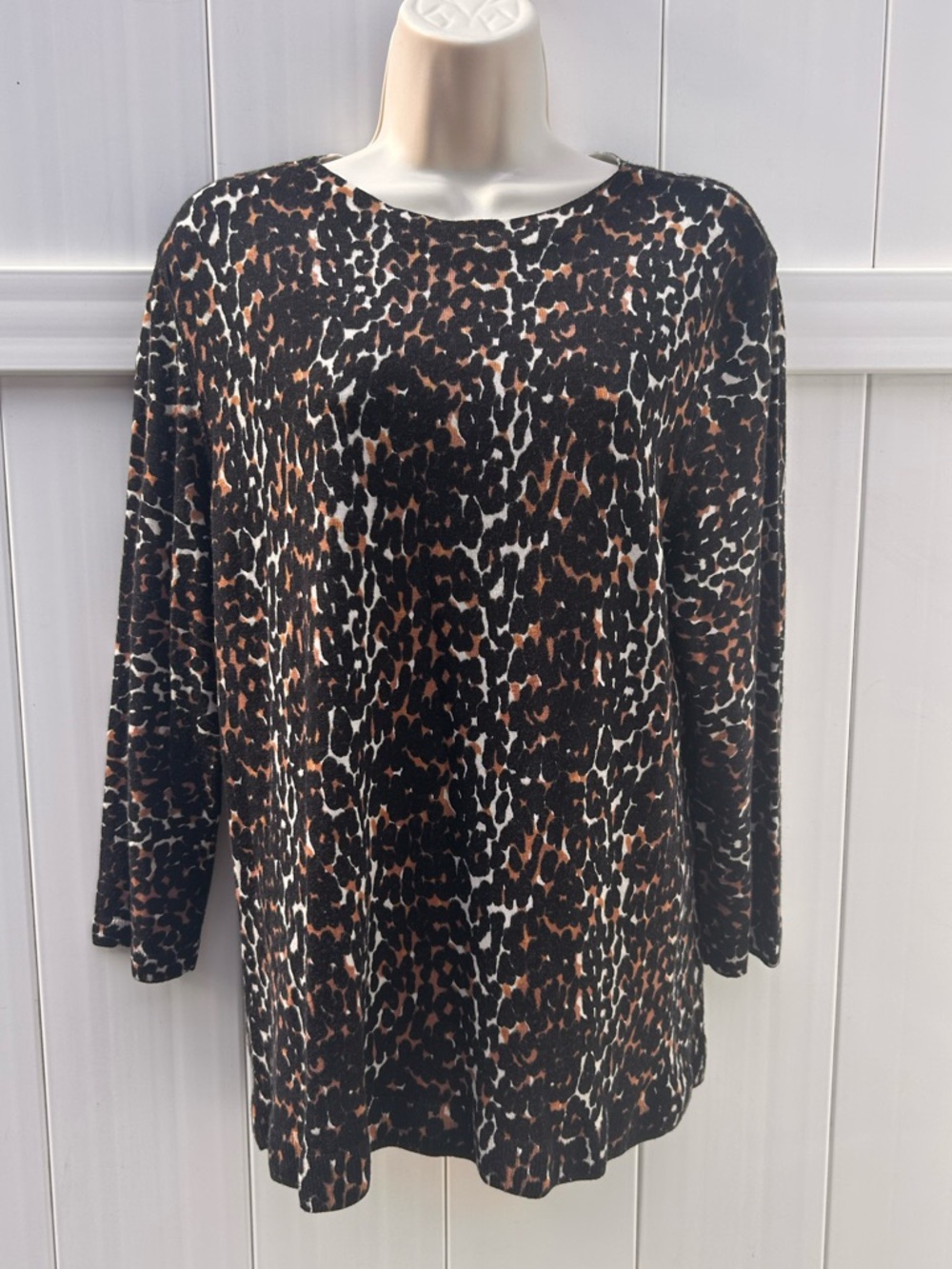 Talbots Merino Wool Leopard Print Long Sleeve Sweater | Size XL